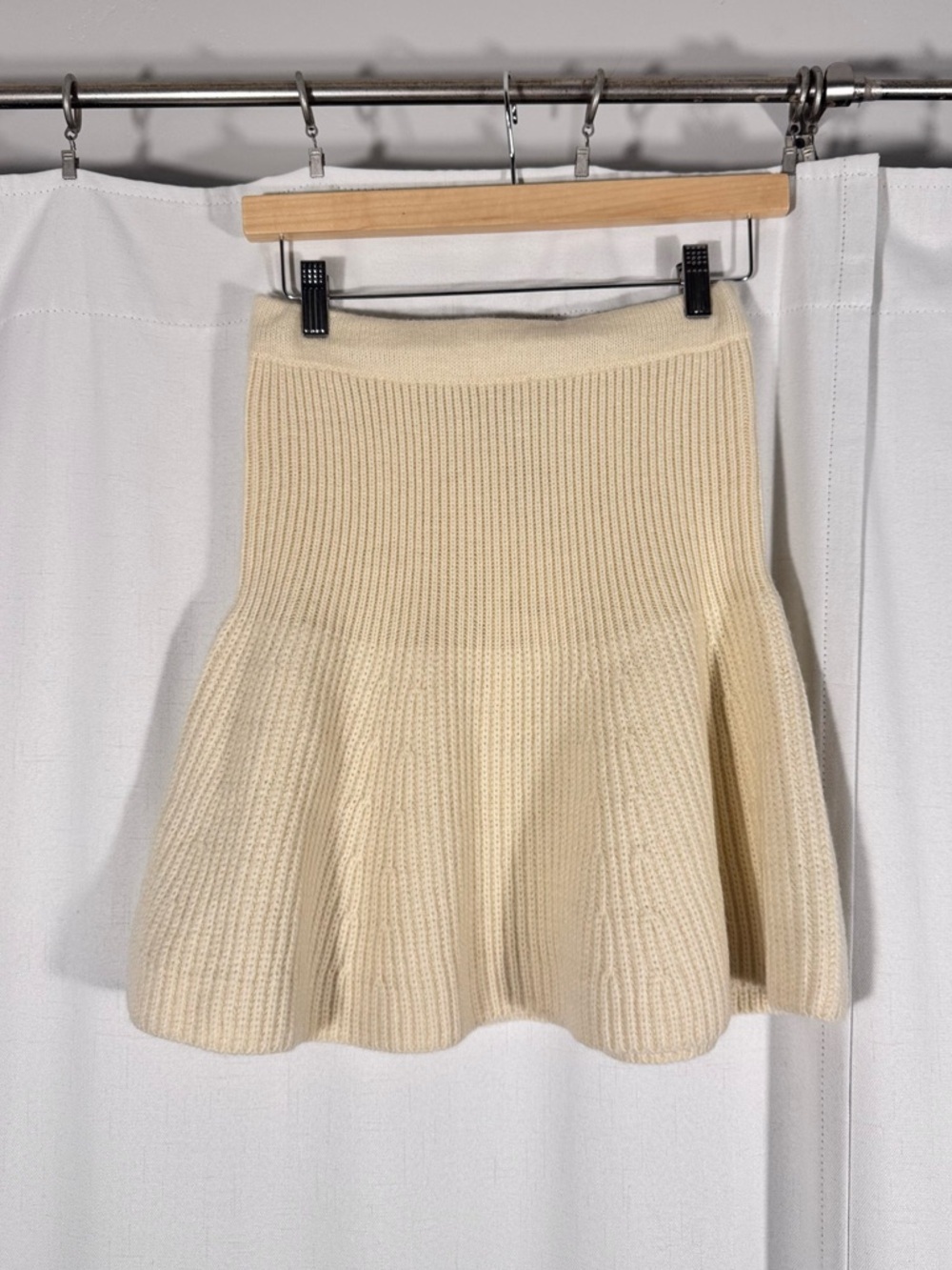 Zara Cream Ribbed Knit Mini Skirt